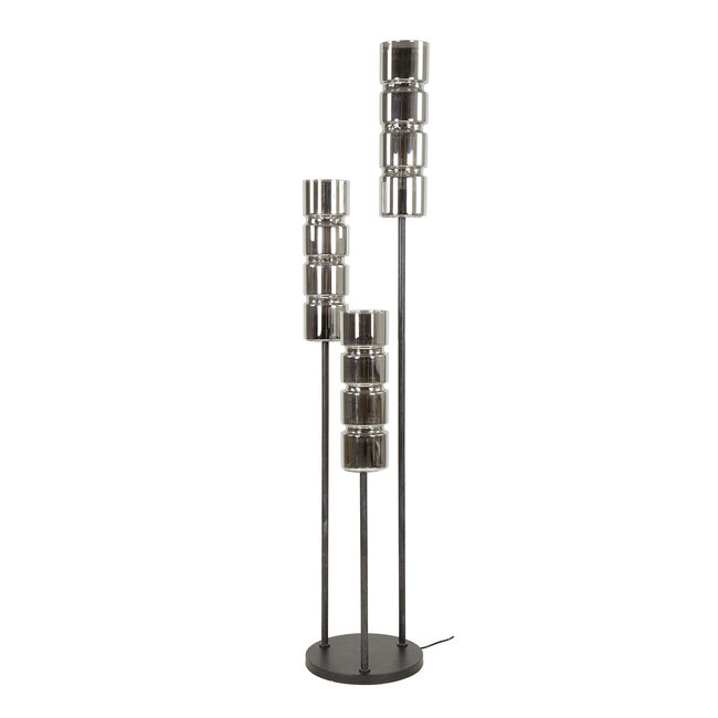 Floor lamp 3L stepped cylinder glass / Artic black