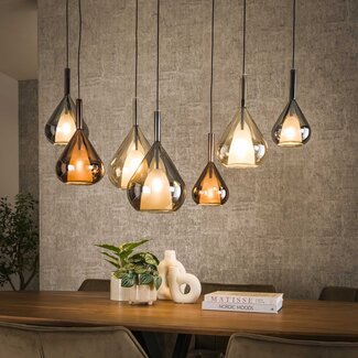 LioLights Suspension 4+3 ailes verre mixte / Noir