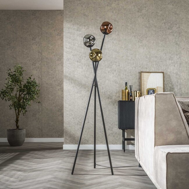 Floor lamp 3L molecule mix glass / Artic black