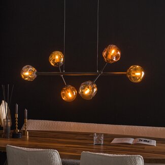 LioLights Hanglamp 6L molecule mix glass / Artic zwart
