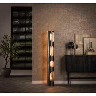 LioLights Vloerlamp  Ø25 organic cylinder XL / Zwart nikkel