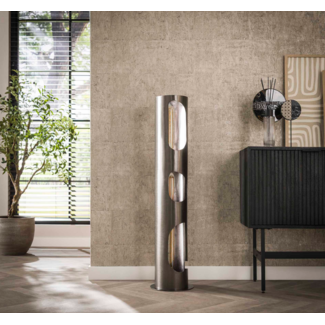 LioLights Vloerlamp  Ø25 organic cylinder L / Zwart nikkel