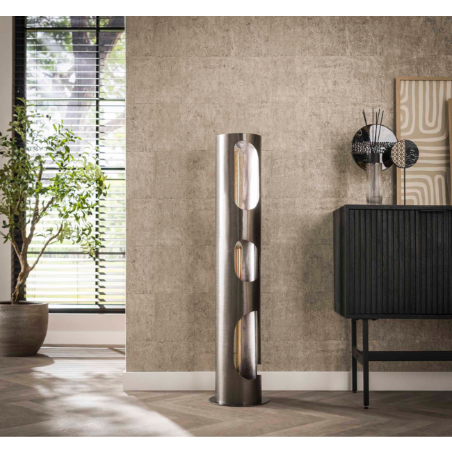 Vloerlamp  Ø25 organic cylinder L / Zwart nikkel