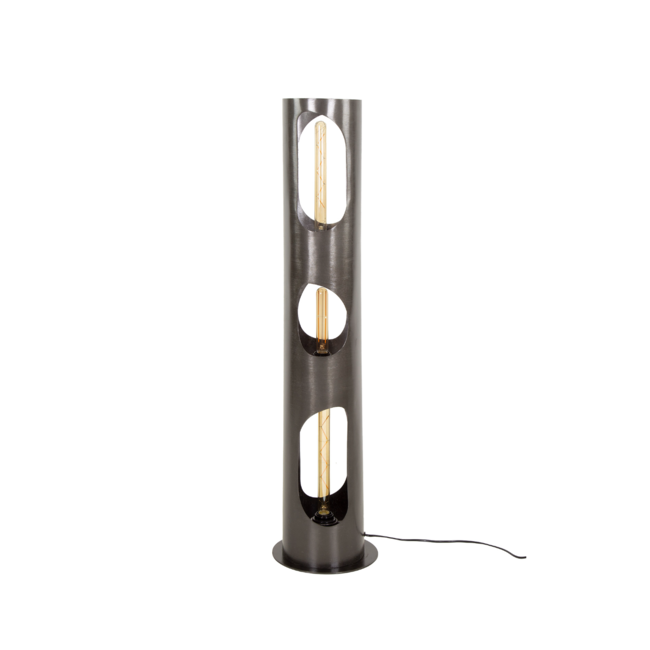 Lampadaire Ø25 cylindre organique L / Nickel noir