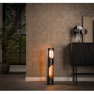 LioLights Vloerlamp Ø20 organic cylinder / Zwart nikkel