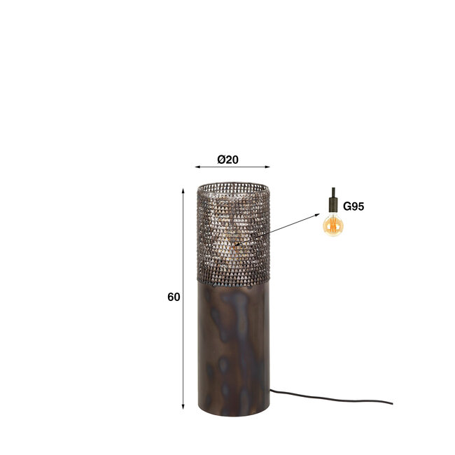 Floor lamp Ø20 cylinder 60cm / Black brown