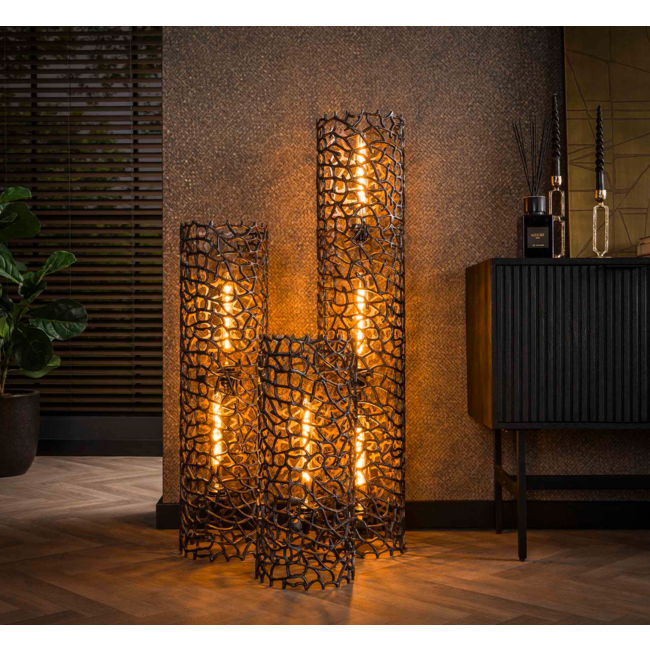 Floor lamp Ø25 weaver cylinder XL / Black nickel