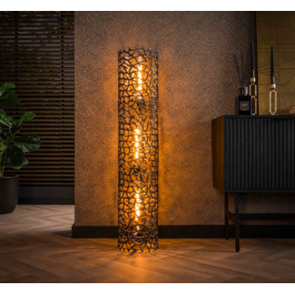 LioLights Vloerlamp  Ø25 weaver cylinder XL / Zwart nikkel