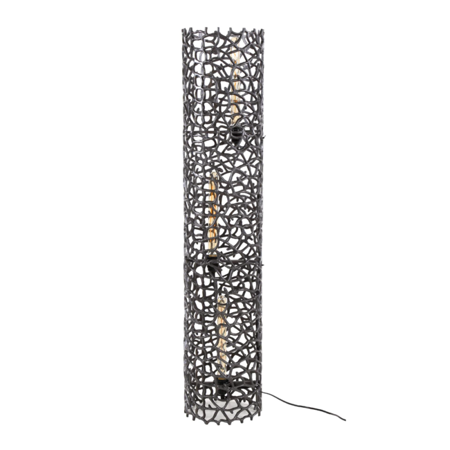 Floor lamp Ø25 weaver cylinder XL / Black nickel