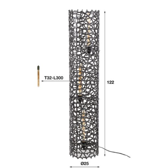 Lampadaire Ø25 Weaver Cylindre XL / Nickel noir