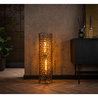 LioLights Vloerlamp  Ø25 weaver cylinder L / Zwart nikkel