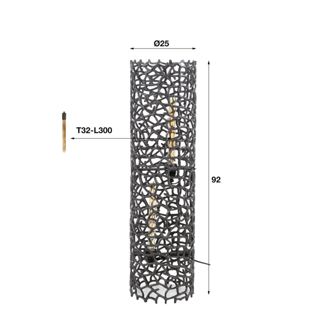 Vloerlamp  Ø25 weaver cylinder L / Zwart nikkel