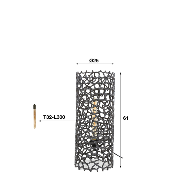 Vloerlamp Ø25 weaver cylinder / Zwart nikkel