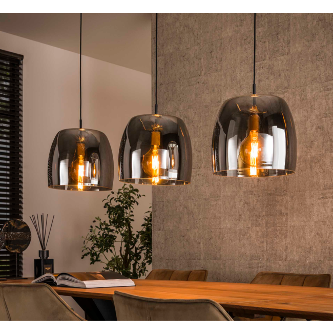 Hanglamp 3L drift glass / Smoke grey glas
