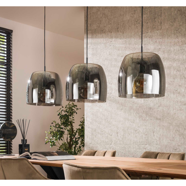 Hanglamp 3L drift glass / Smoke grey glas