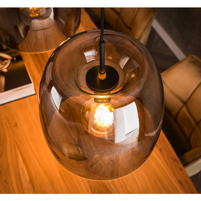 Hanglamp 3L drift glass / Smoke grey glas