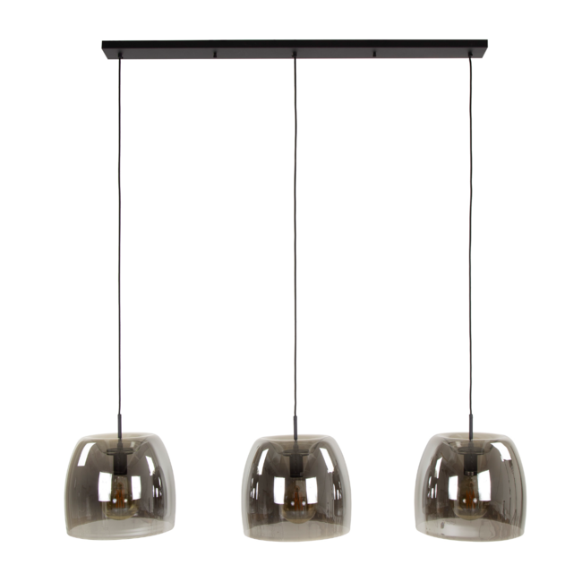 Hanglamp 3L drift glass / Smoke grey glas