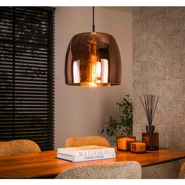 Hanglamp 1L drift glass / Copper color glas