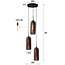 Hanglamp 3L getrapt smoke glas-geperforeerd staal / Artic zwart
