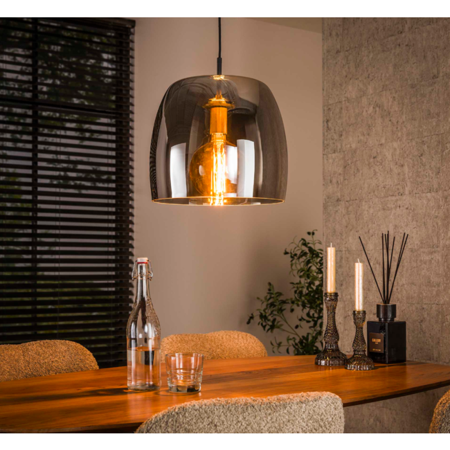 Hanglamp 1L drift glass / Smoke grey glas