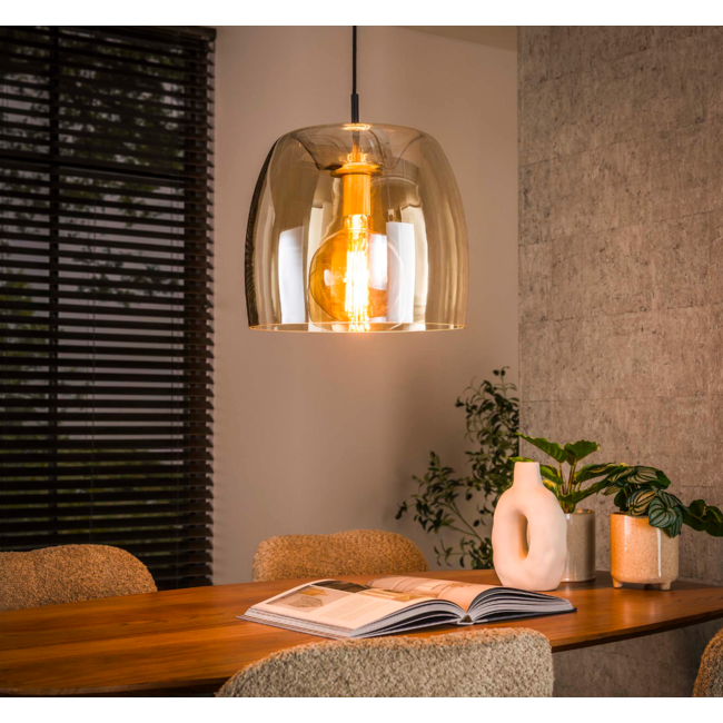 Hanglamp 1L drift glass / Amber color glas