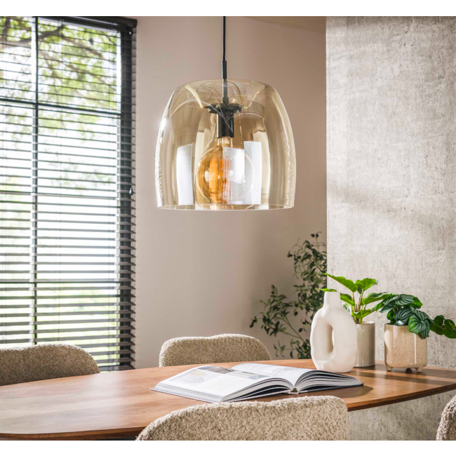 Hanglamp 1L drift glass / Amber color glas