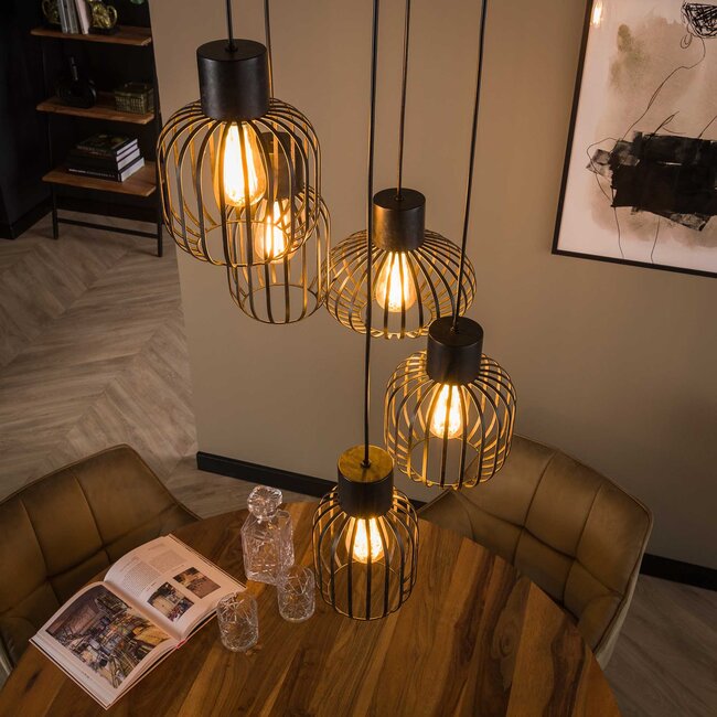 Hanging lamp 5L stepped mix metal / Charcoal