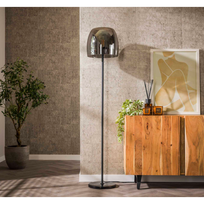 Vloerlamp 1L drift glass / Smoke grey glas