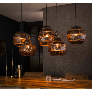 LioLights Hanglamp 5L strip multi shade / Zwart bruin