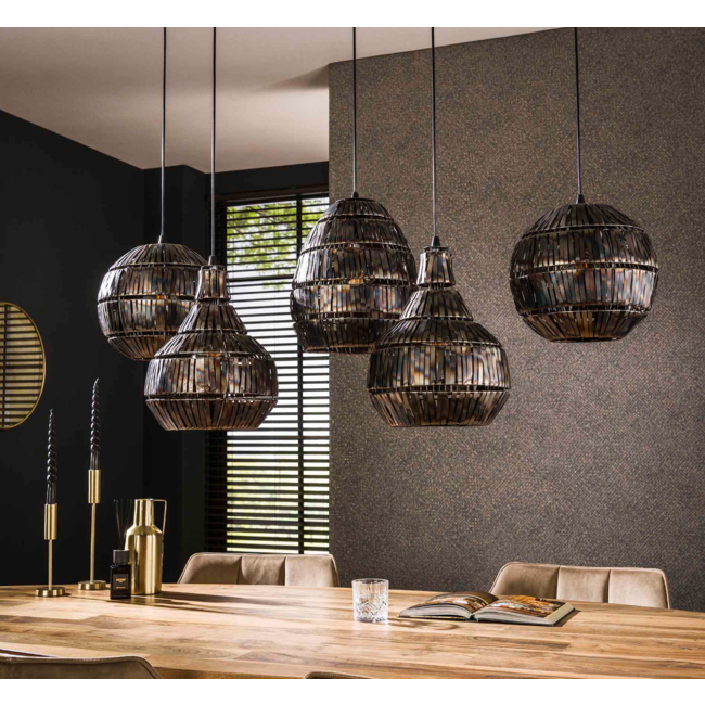 Hanglamp 5L strip multi shade / Zwart bruin