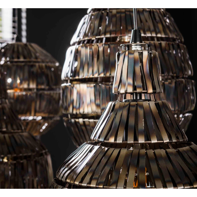 Hanging lamp 5L strip multi shade / Black brown