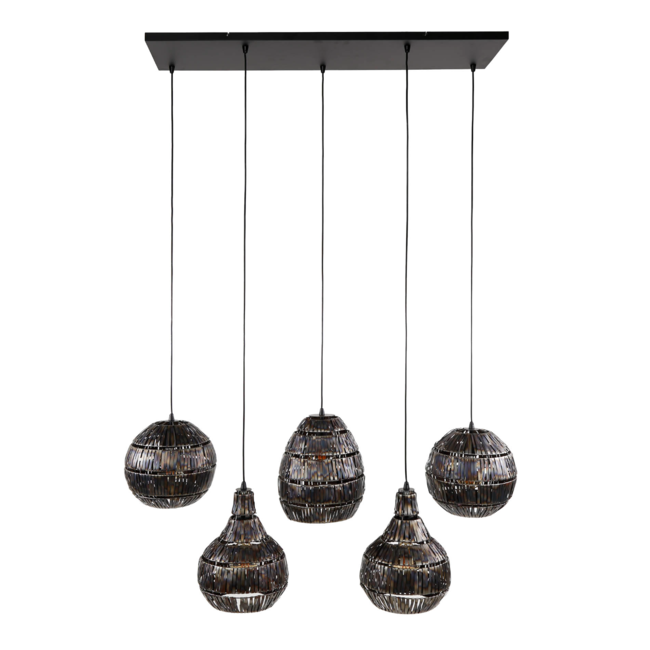 Suspension 5L bande multi abat-jour / Noir marron