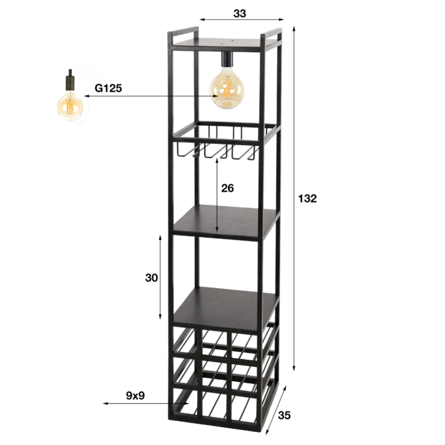 Wine rack lamp decorate / Charcoal