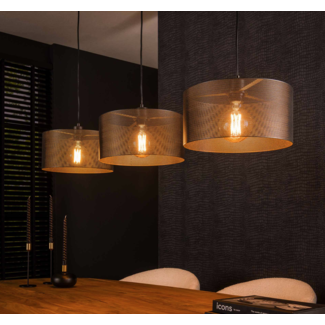 LioLights Hanglamp 3L mesh round / Artic zwart