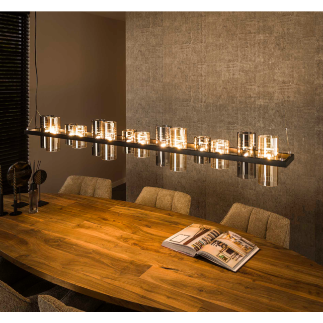 Hanglamp 14L cylinder mixed glass  (G9) / Artic zwart