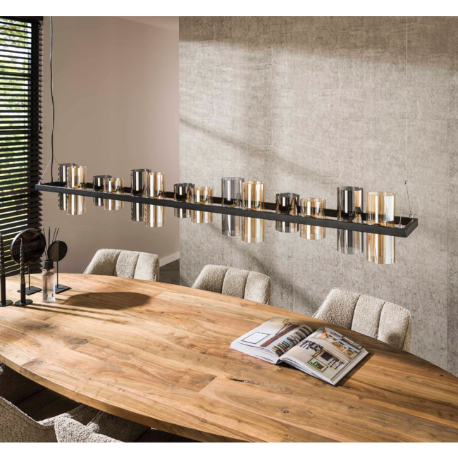 Hanglamp 14L cylinder mixed glass  (G9) / Artic zwart