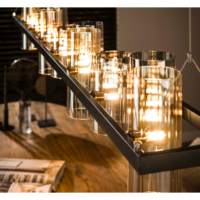 Hanglamp 14L cylinder mixed glass  (G9) / Artic zwart