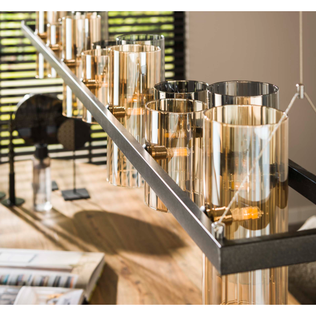 Hanglamp 14L cylinder mixed glass  (G9) / Artic zwart