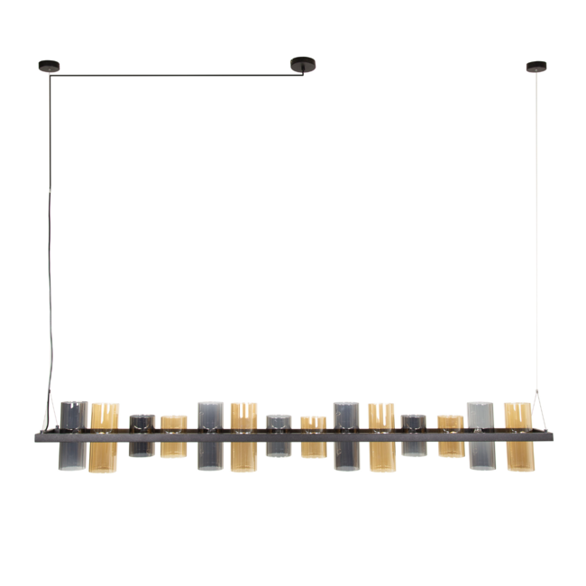 Pendant lamp 14L cylinder mixed glass (G9) / Artic black