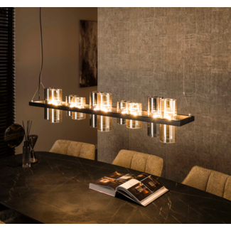 LioLights Hanglamp 10L cylinder mixed glass (G9) / Artic zwart