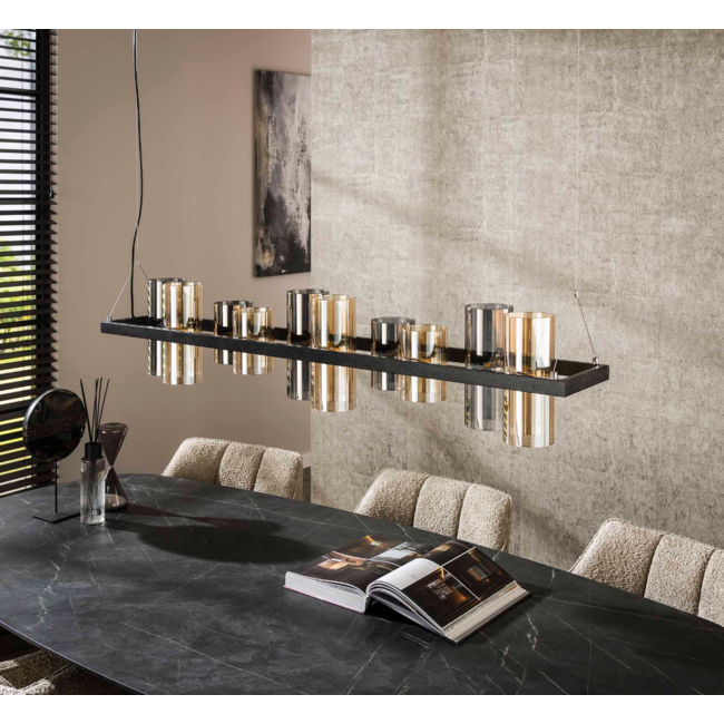 Pendant lamp 10L cylinder mixed glass (G9) / Artic black