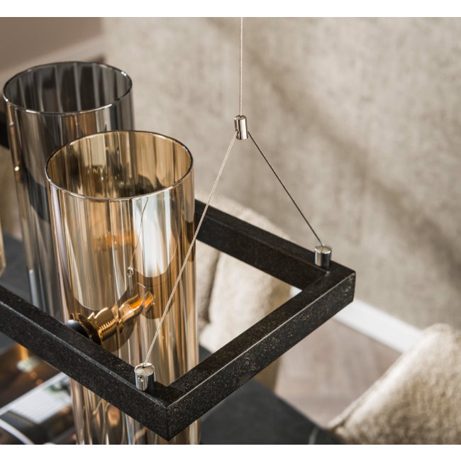 Hanglamp 10L cylinder mixed glass (G9) / Artic zwart