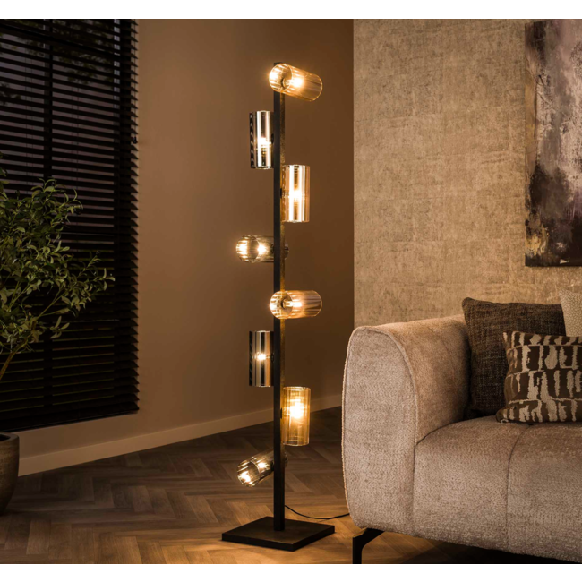 Floor lamp 8L cylinder mixed glass (G9) / Artic black