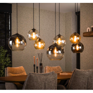 LioLights Hanglamp 4+3 multi globe XL / Artic zwart