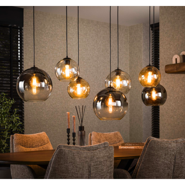 Hanglamp 4+3 multi globe XL / Artic zwart