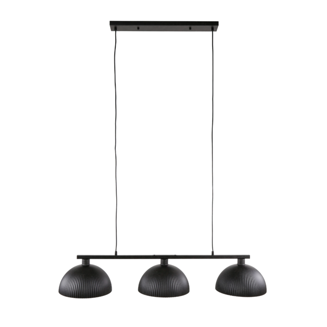 Hanglamp 3L halfronde kap-ribbel / Artic zwart