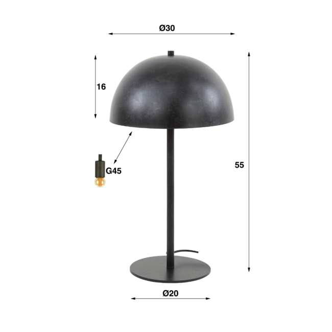 Lampe de table 2L bouclier métal / Anthracite