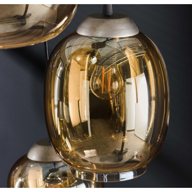 Hanging lamp 5L stepped mix / Amber glass
