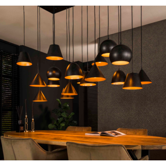 LioLights Hanglamp 18L  XXL metalen kap / Artic zwart