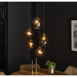 LioLights Hanglamp 5L getrapt mix / Chromed glas